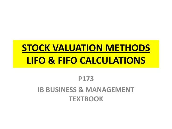 stock valuation methods lifo fifo calculations