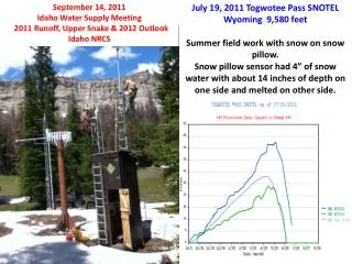 July 19, 2011 Togwotee Pass SNOTEL Wyoming 9,580 feet
