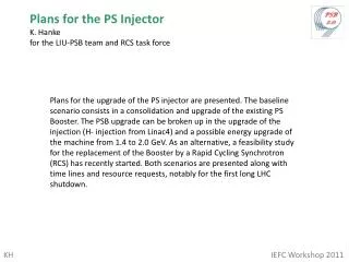 Plans for the PS Injector K. Hanke for the LIU-PSB team and RCS task force