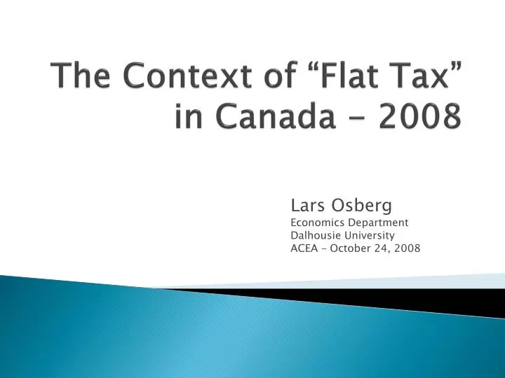 the context of flat tax in canada 2008