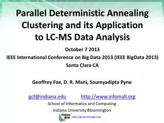 Parallel Deterministic Annealing Clustering and its Application to LC-MS Data Analysis