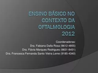 ensino b sico no contexto da oftalm0logia 2012