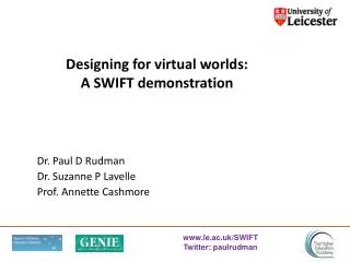Designing for virtual worlds: A SWIFT demonstration