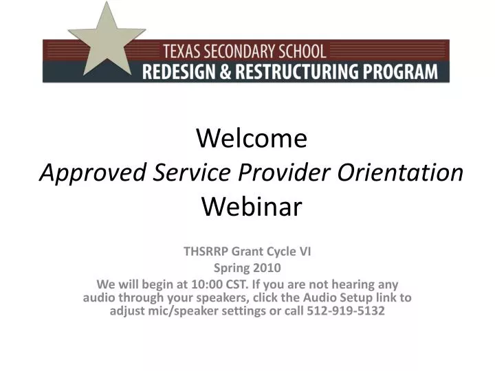 welcome approved service provider orientation webinar