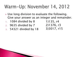 warm up november 14 2012