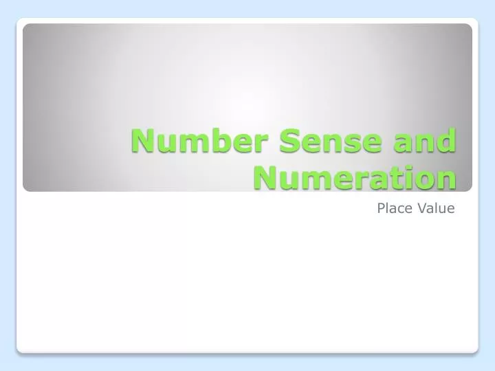 number sense and numeration