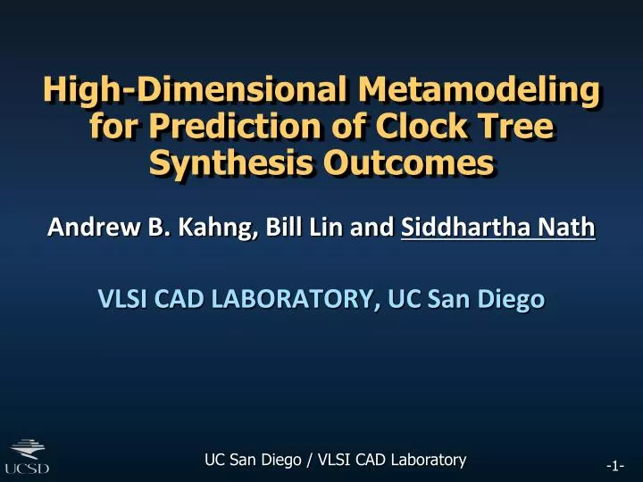 high dimensional metamodeling for prediction of clock tree synthesis outcomes