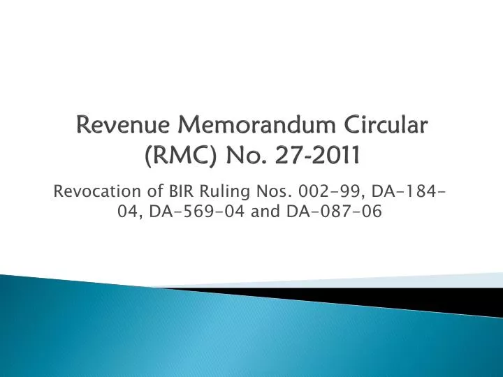 revenue memorandum circular rmc no 27 2011