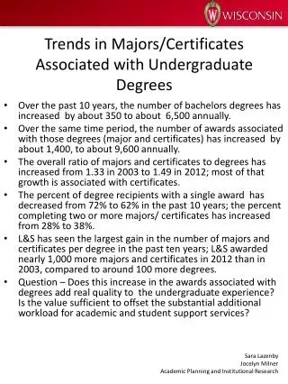 Trends in Majors/Certificates Associated with Undergraduate Degrees