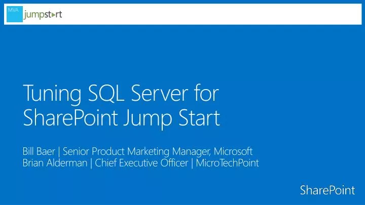 tuning sql server for sharepoint jump start