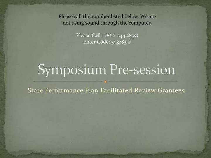symposium pre session