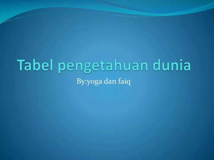 tabel pengetahuan dunia