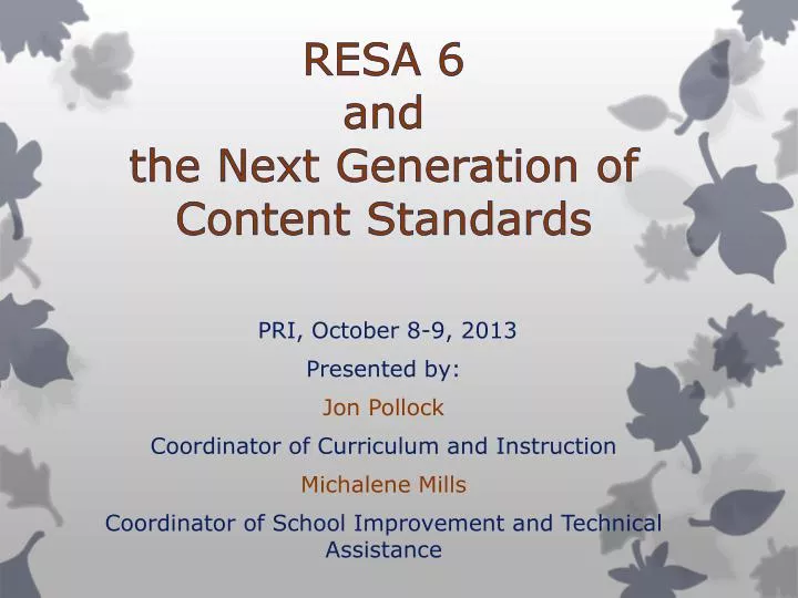 resa 6 and the next generation of content standards
