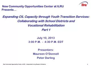 Expanding CIL Capacity through Youth Transition Services: