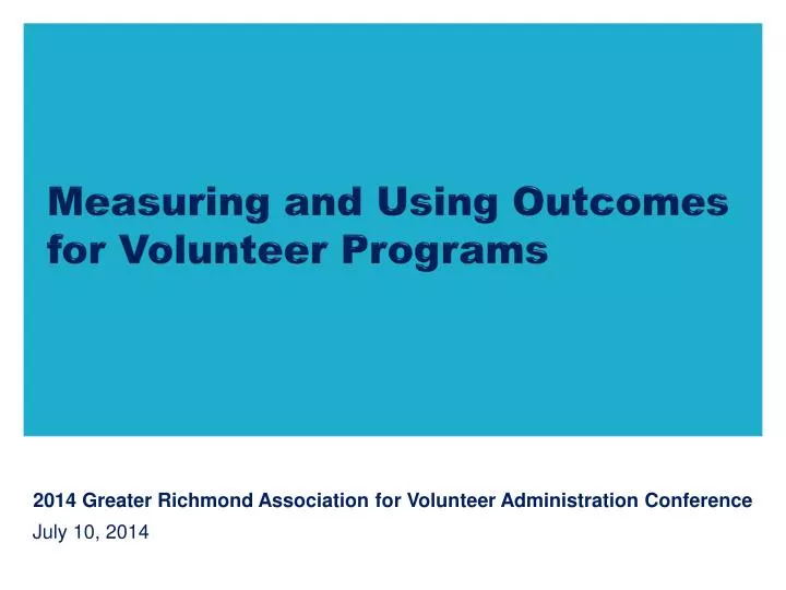 measuring and using outcomes for volunteer programs