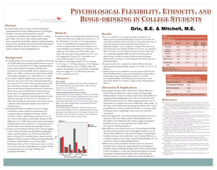 psychological flexibility ethnicity and binge drinking in college students