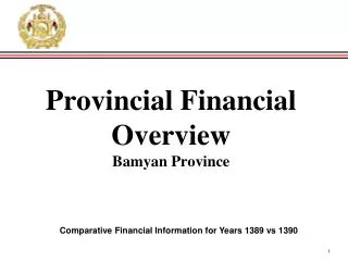 Provincial Financial Overview Bamyan Province