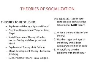 THEORIES OF SOCIALIZATION