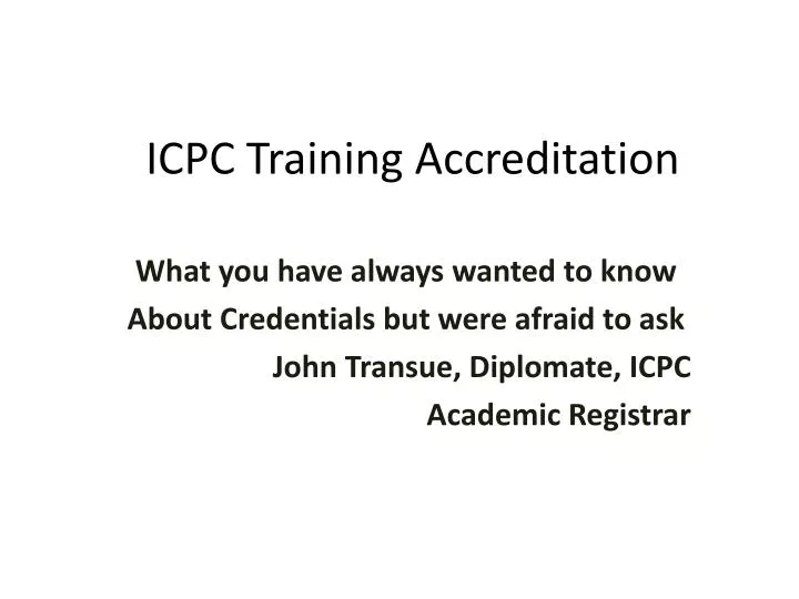 icpc training accreditation