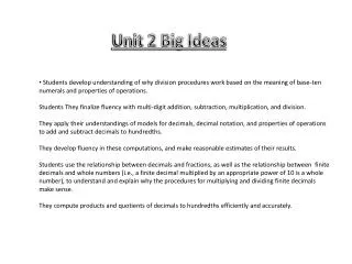 Unit 2 Big Ideas