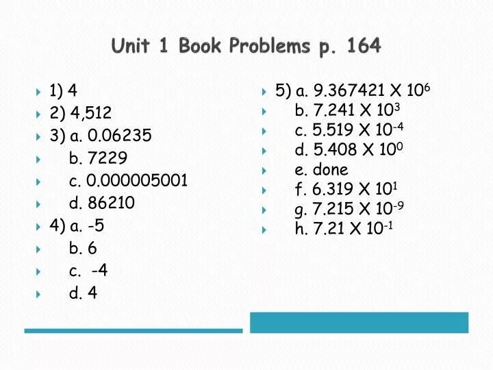 unit 1 book problems p 164