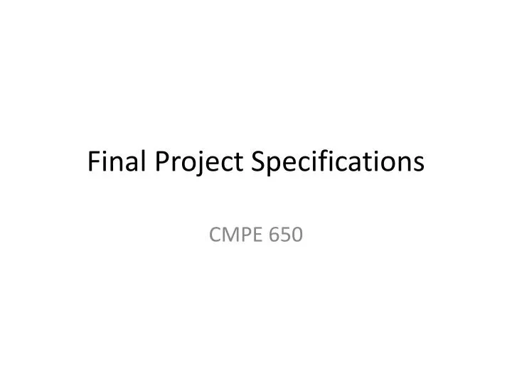 final project specifications