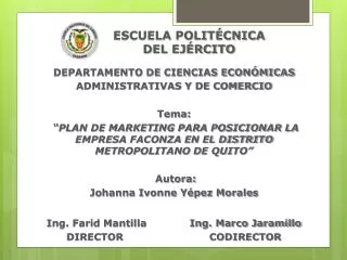 DEPARTAMENTO DE CIENCIAS ECONÓMICAS ADMINISTRATIVAS Y DE COMERCIO Tema: