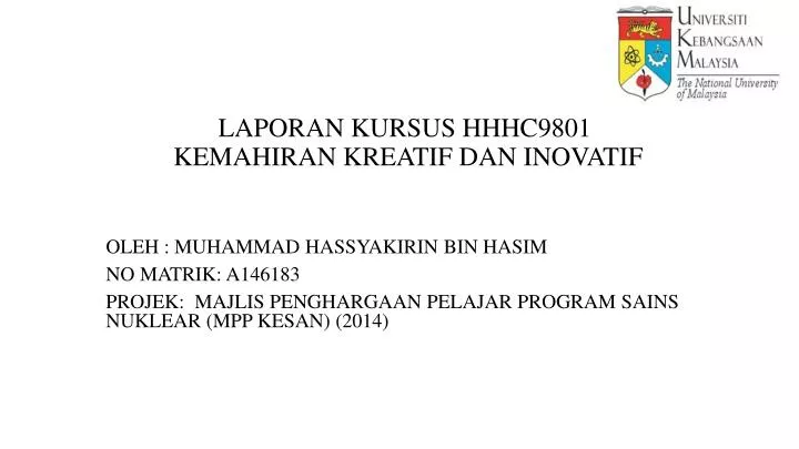 laporan kursus hhhc9801 kemahiran kreatif dan inovatif