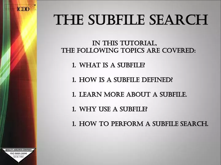 the subfile search