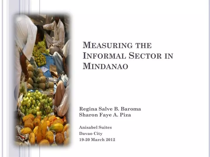 measuring the informal sector in mindanao