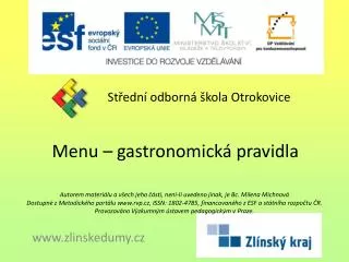 menu gastronomick pravidla