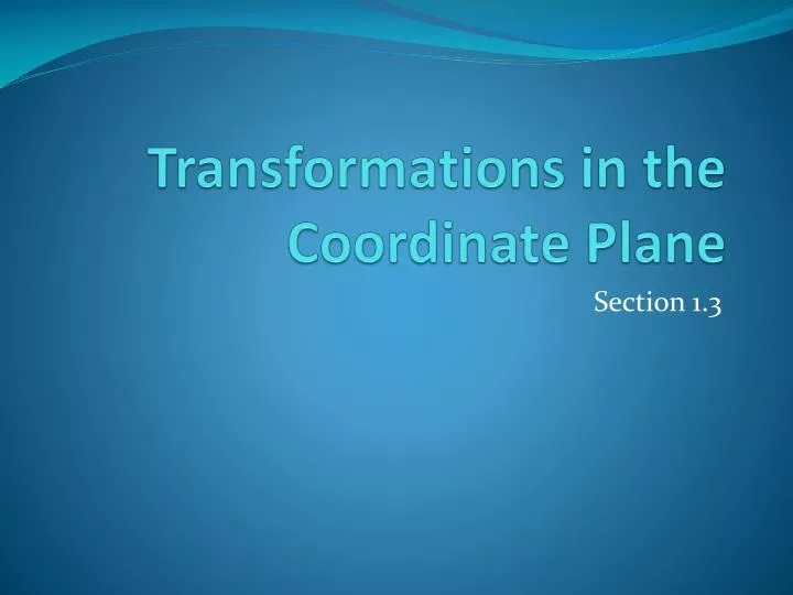 transformations in the coordinate plane