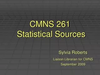 CMNS 261 Statistical Sources