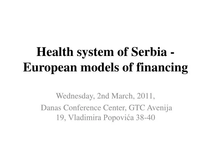 health system of serbia european models of financing