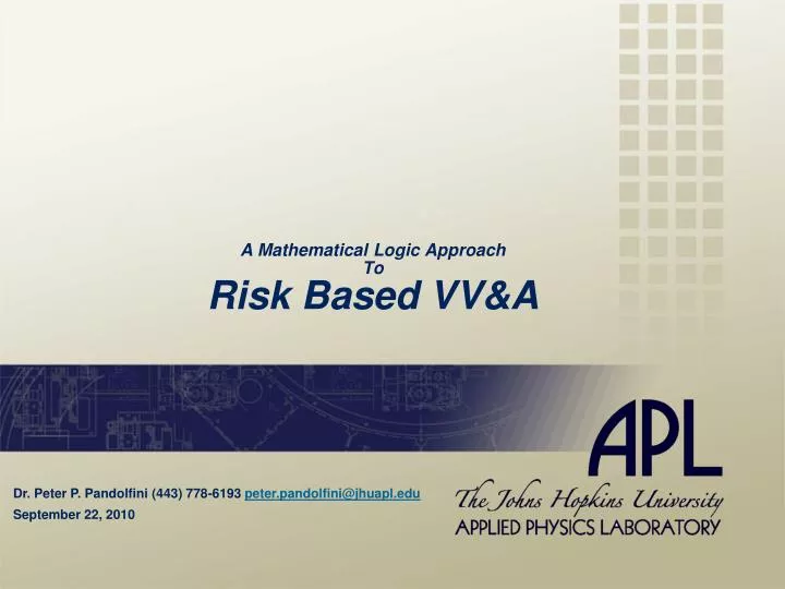 a mathematical logic approach to risk based vv a