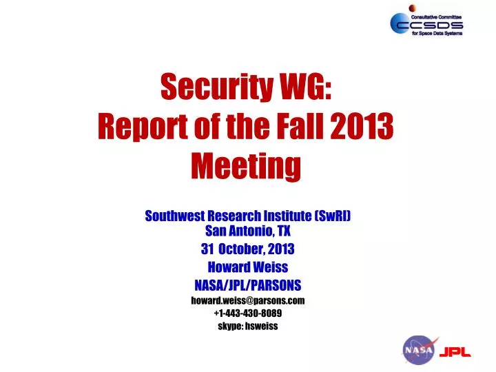 security wg report of the fall 2013 meeting
