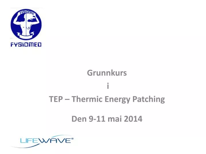 grunnkurs i tep thermic energy patching den 9 11 mai 2014