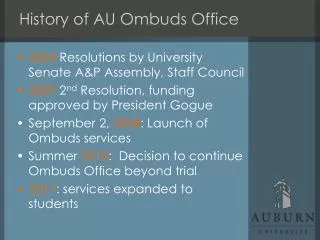 History of AU Ombuds Office