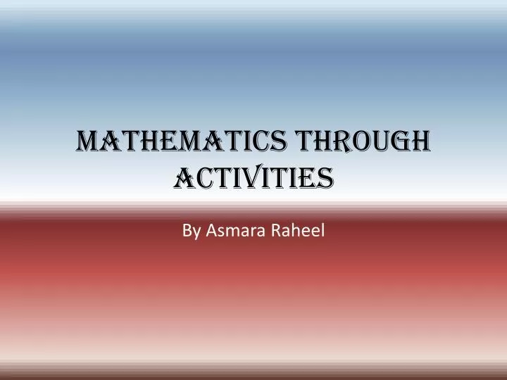 mathematics through activities