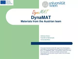 DynaMAT Materials from the Austrian team