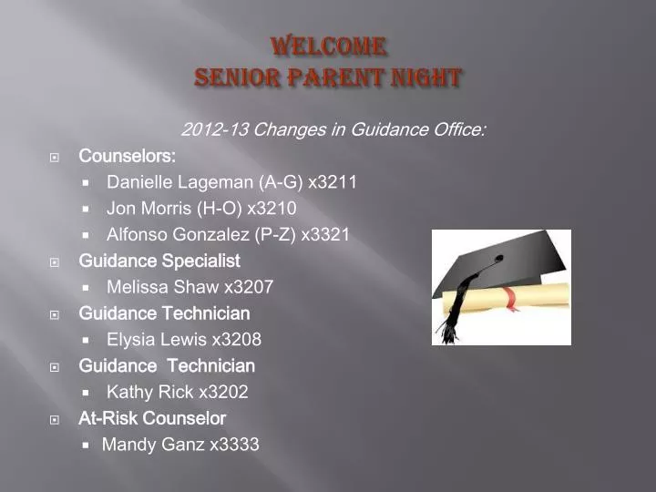 welcome senior parent night
