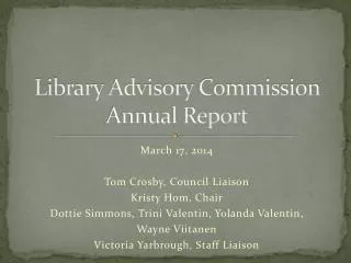 Library Advisory Commission Annual Report