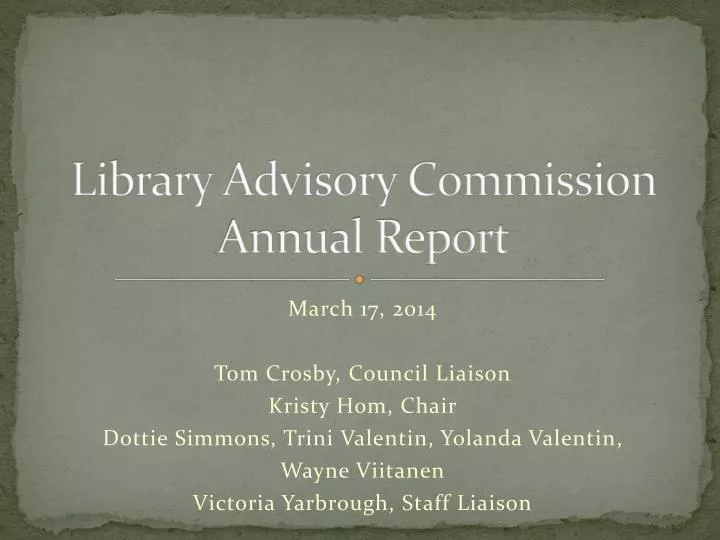 library advisory commission annual report