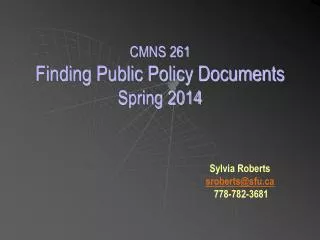 CMNS 261 Finding Public Policy Documents Spring 2014