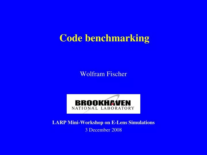 wolfram fischer larp mini workshop on e lens simulations 3 december 2008