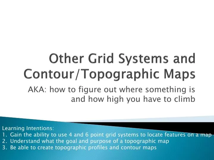 other grid systems and contour topographic maps