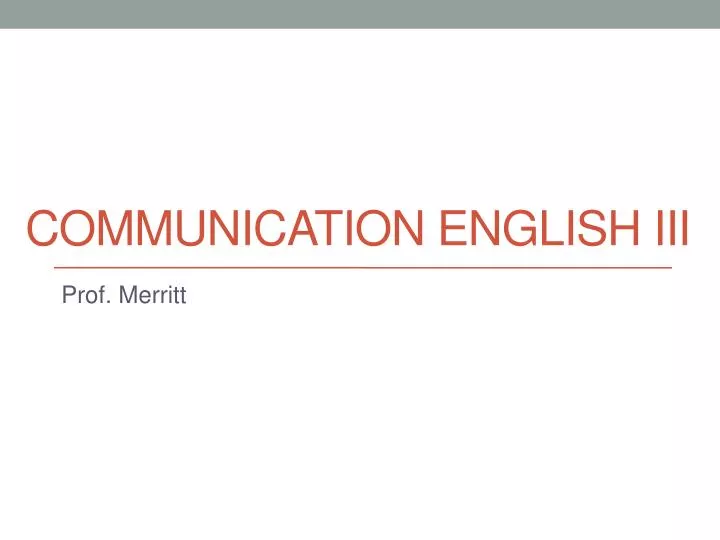 communication english iii