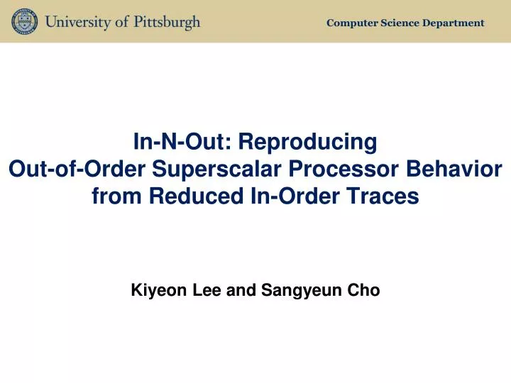 in n out reproducing out of order superscalar processor behavior from reduced in order traces