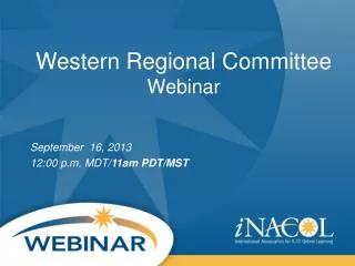Western Regional Committee Webinar