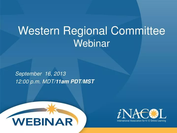 western regional committee webinar